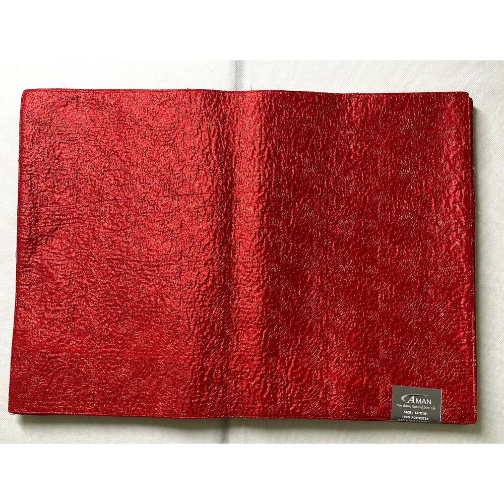 Aman Red Gold Metallic Textured Placemats 14” x 19” Set of 6 NWT